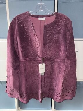 Mifresia Women's Purple Lightweight & Soft 
Suede Laser-Cut Jacket size 8